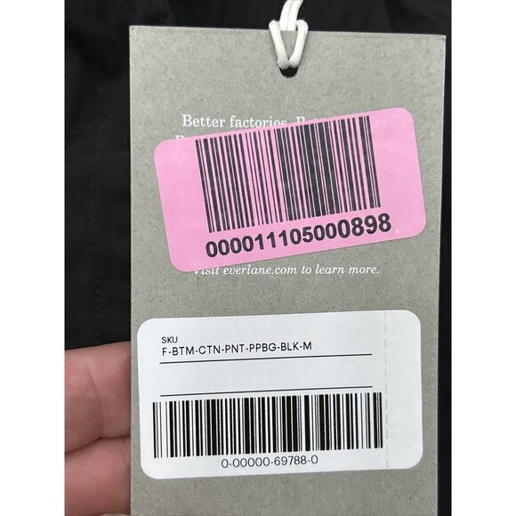 Everlane Womens Size Medium Black The Paperbag Pant Organic Cotton Belted NWT - Picture 7 of 10